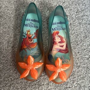 Mini Melissa Little Mermaid Shoes-Size 11-Orange/Teal -Like new (worn only once)